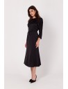 Sukienka midi z paskiem w talii - czarna