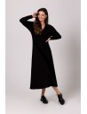 Dzianinowa sukienka maxi z długimi rękawami - czarna