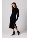 Prosta sukienka midi z półgolfem - czarna