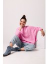 Sweter z nietoperzowymi rękawami - różowy