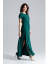 Długa sukienka maxi z krótkim rękawem - zielona