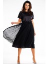 Sukienka midi z gumką w talii - czarna