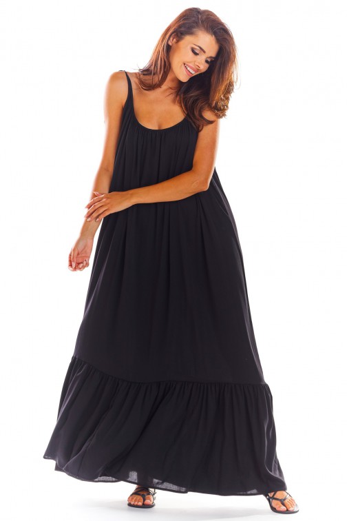 CM4506 Sukienka oversize z dekoltem na plecach - czarna