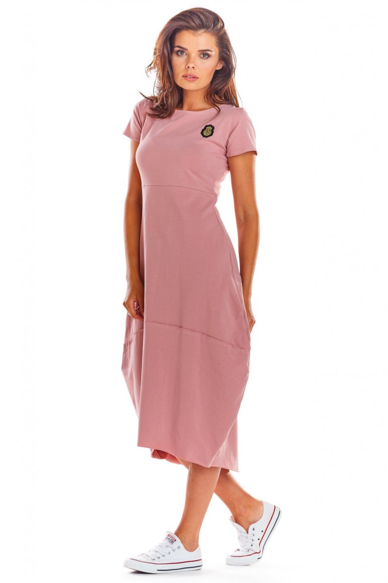 CM4522 Dzianinowa sukienka tuba - różowa