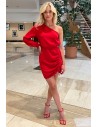 Elegancka sukienka mini z asymetryczną górą - czerwona