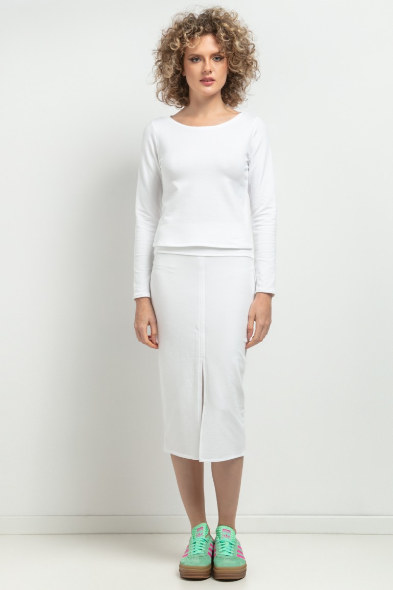 CM7759 Bawełniana spódnica midi - biała