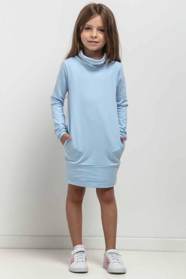 CM7767 Dziewczęca sukienka przed kolano - jasnoniebieska