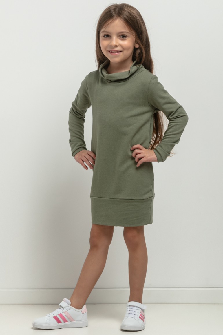 CM7767 Dziewczęca sukienka przed kolano - zielona