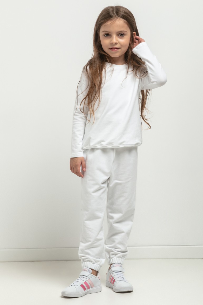 CM7768 Spodnie dresowe typu jogger dla dziewczynki - białe