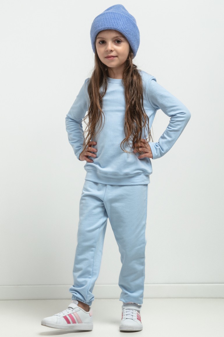 CM7768 Spodnie dresowe typu jogger dla dziewczynki - jasnoniebieskie