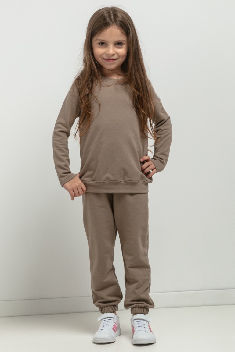 CM7768 Spodnie dresowe typu jogger dla dziewczynki - cappuccino