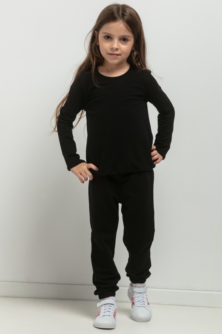 CM7768 Spodnie dresowe typu jogger dla dziewczynki - czarne