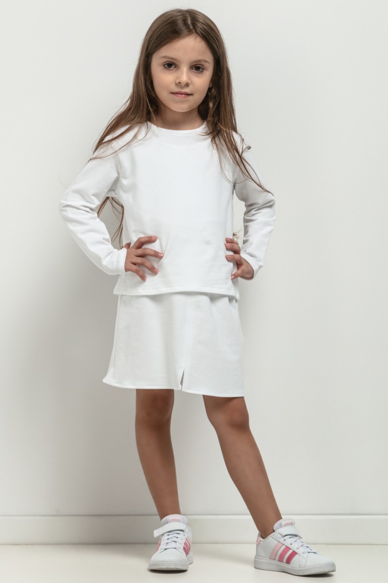 CM7771 Krótka bluza dresowa dla dziewczynki - biała