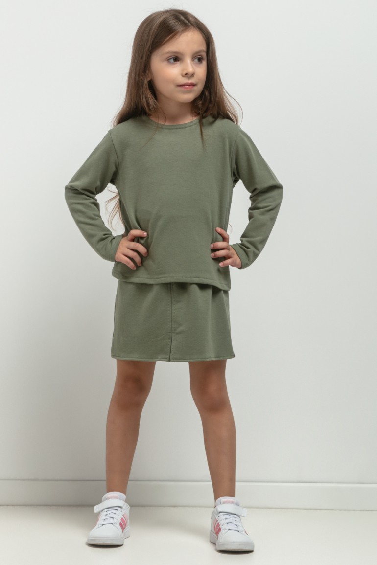 CM7771 Krótka bluza dresowa dla dziewczynki - zielona