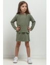 Krótka bluza dresowa dla dziewczynki - zielona