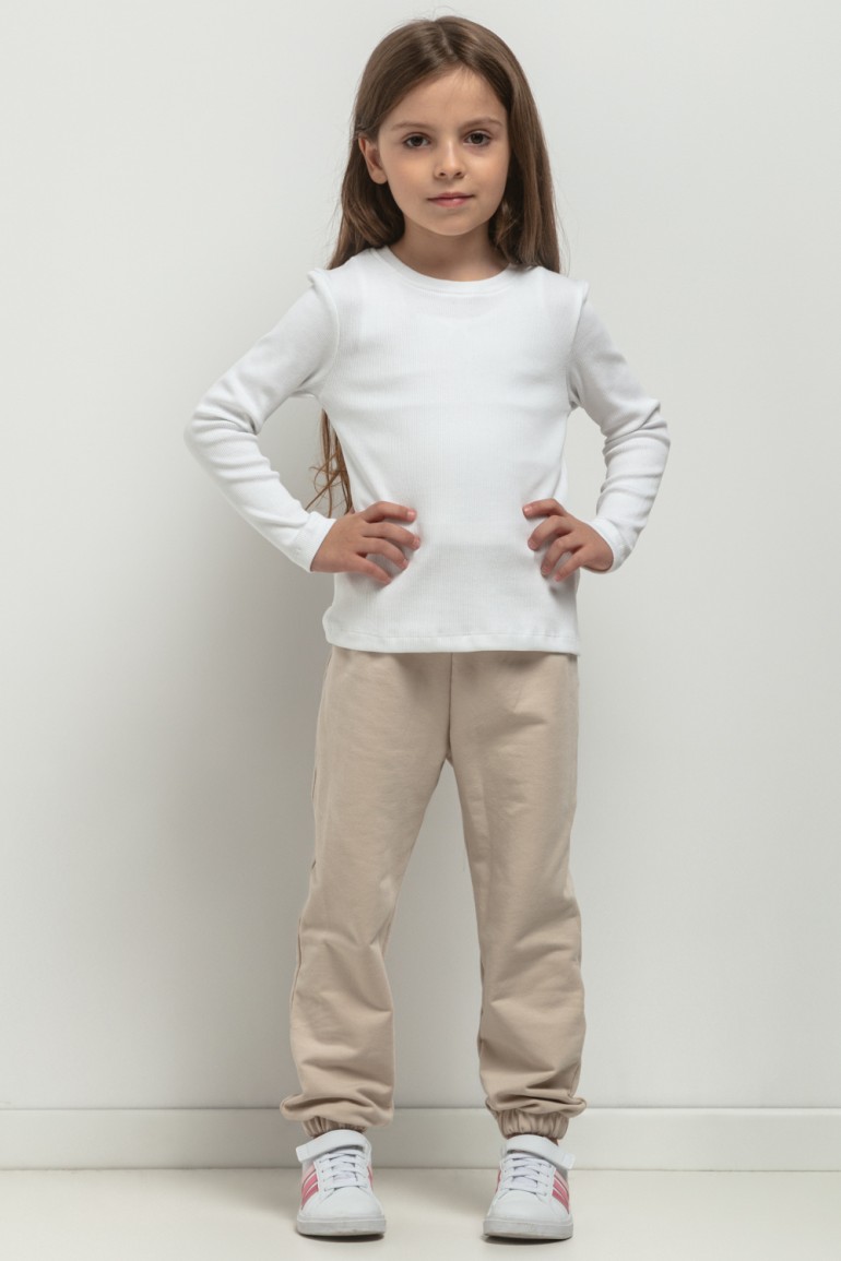 CM7773 Bluzka z długim rękawem dla dziewczynki - biała