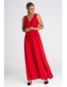 Elegancka sukienka maxi z dekoltem V - czerwona