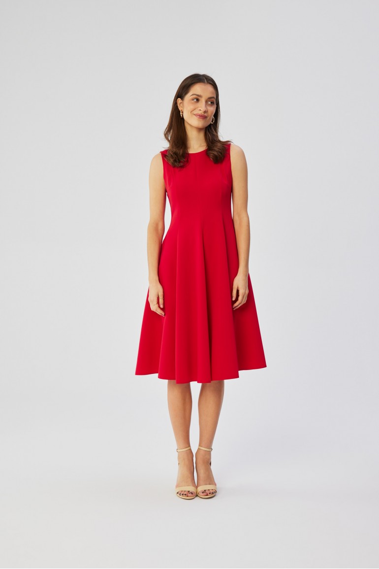 CM8050 Sukienka rozkloszowana bez rękawów - czerwona