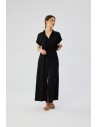Wiskozowa sukienka maxi rozpinana z krótkimi rękawami - czarna