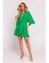 Sukienka mini z rozkloszowanym dołem - soczysto-zielona