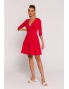 Sukienka mini z górą na zakładkę - czerwona