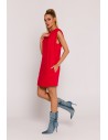 Dzianinowa sukienka mini bez rękawów - czerwona