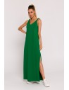 Sukienka maxi z głębokim dekoltem na plecach - soczysto-zielona