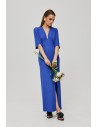 Sukienka maxi z rozcięciem na nogę - niebieska