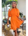 Sukienka mini o luźnym kroju - pomarańczowa