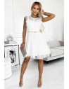 Sukienka z koronką i tiulową spódnicą - biała