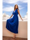 Sukienka maxi z kopertowym dekoltem - niebieska