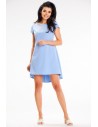 Asymetryczna sukienka mini z krótkim rękawem - jasnoniebieska