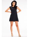 Trapezowa sukienka mini z krótkim rękawem - czarna