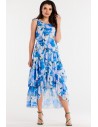 Szyfonowa sukienka z falbanami - niebieska