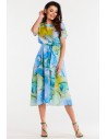 Rozkloszowana sukienka szyfonowa - fale morskie