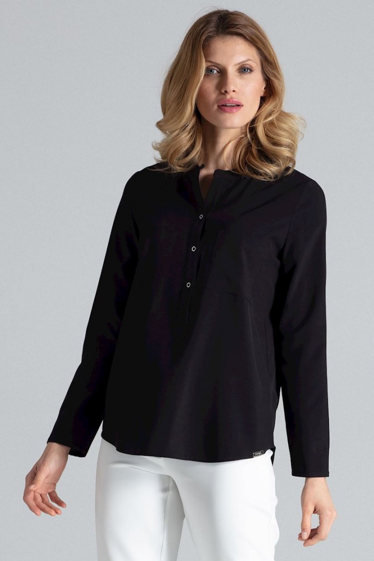 CM4626 Klasyczna bluzka koszulowa - czarna