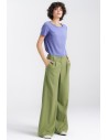 Spodnie damskie z szerokimi nogawkami - zielone