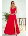 Elegancka sukienka maxi na ramiączkach - czerwona