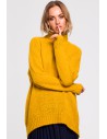 Asymetryczny sweter z półgolfem - miodowy