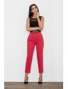 Klasyczne spodnie damskie z mankietem - czerwone
