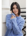 Sweter ze splotem typu warkocz - niebieski