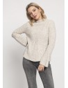 Kobiecy sweter z rozszerzanymi rękawami - beżowy