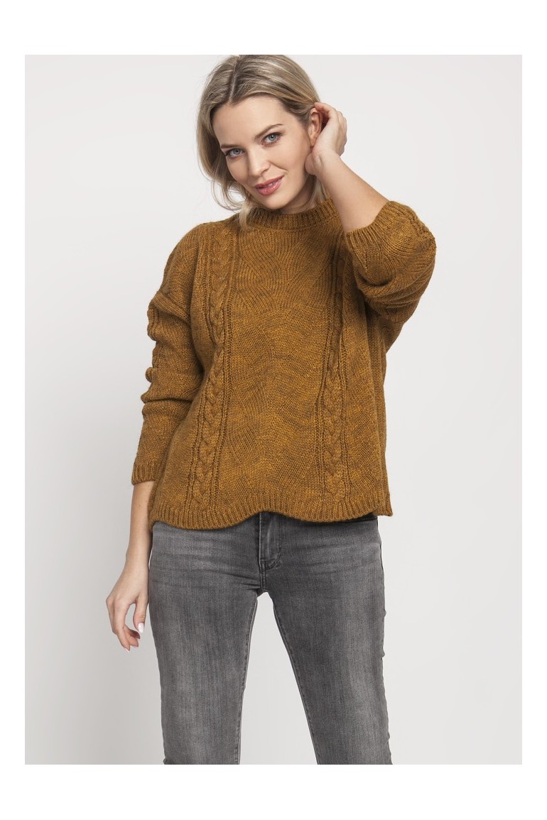 CM4675 Duży wygodny sweter - musztardowy