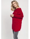 Sweter oversize z szerokim dekoltem - czerwony