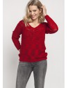 Klasyczny sweter z półokrągłym dekoltem - czerwony