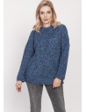 Luźny melanżowy sweter - jeansowy