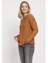Klasyczny sweter z rękawem drop-sleeve - karmelowy