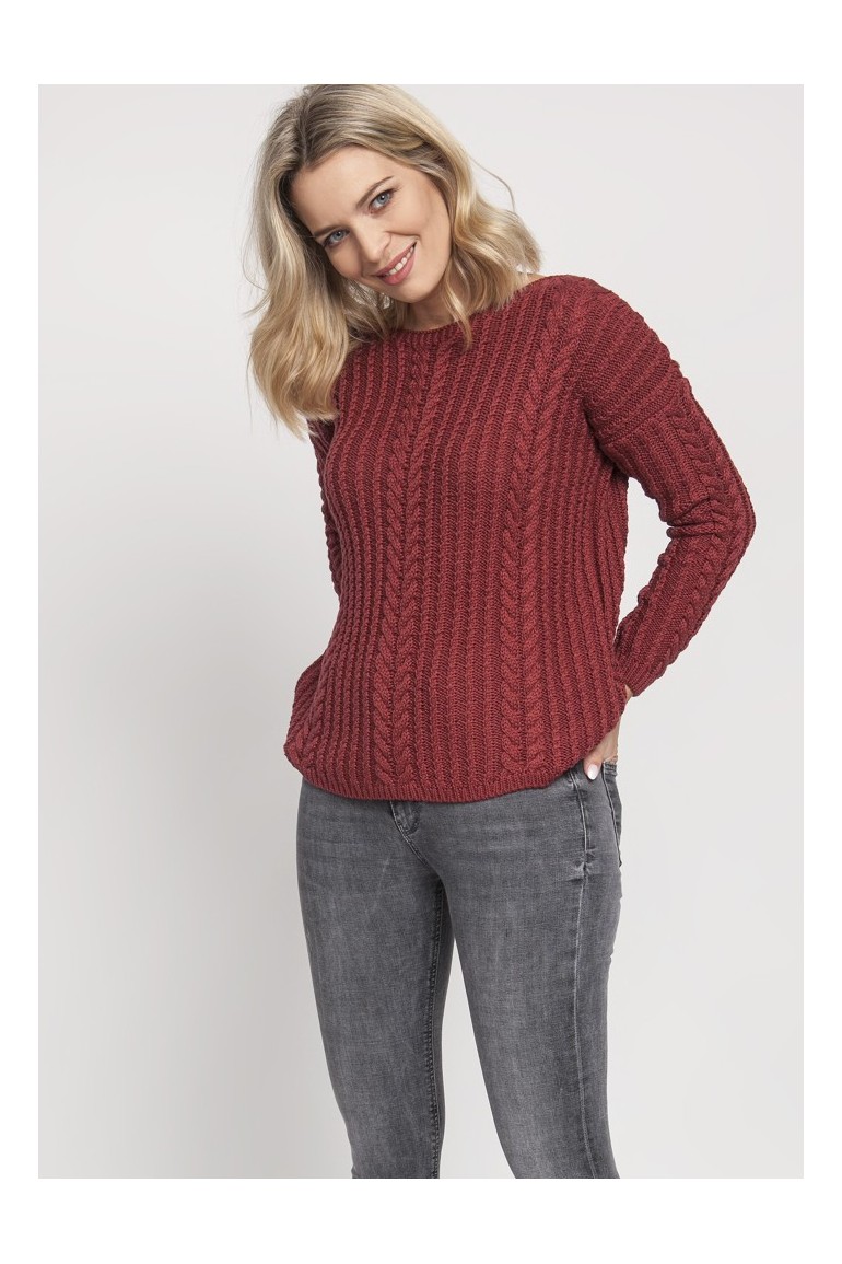 CM4689 Klasyczny sweter z rękawem drop-sleeve - marsala