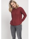 Klasyczny sweter z rękawem drop-sleeve - marsala