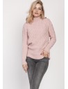 Elegancki sweter z półgolfem - różowy